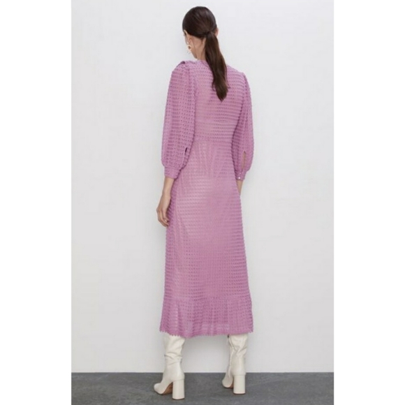 ZARA| TEXTURED KNIT DRESS WITH RUFFLES - Picture 8 of 16